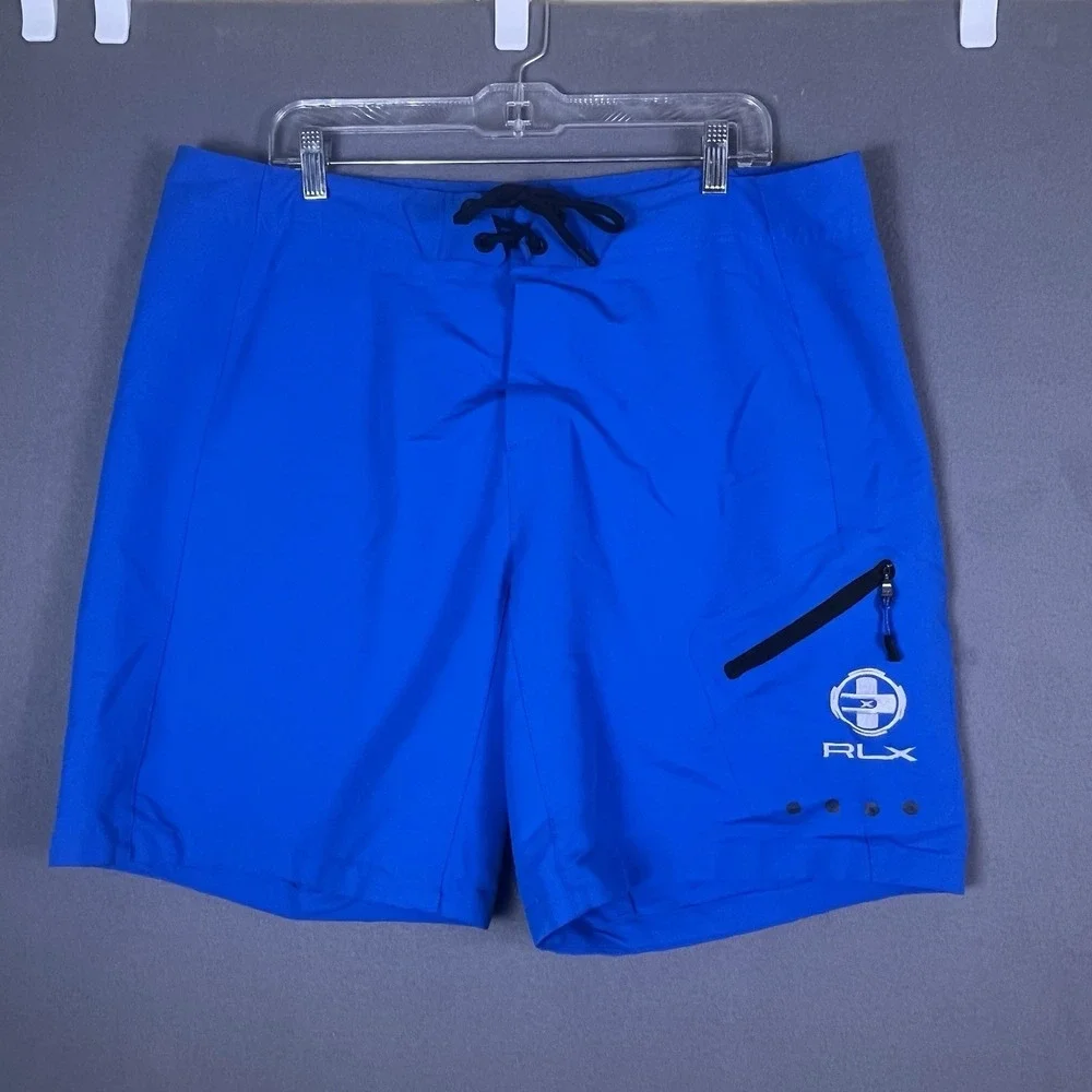 RLX Board Shorts Mens 38 Blue Quick Dry Zip Pocket Lightweight Swim Trunks